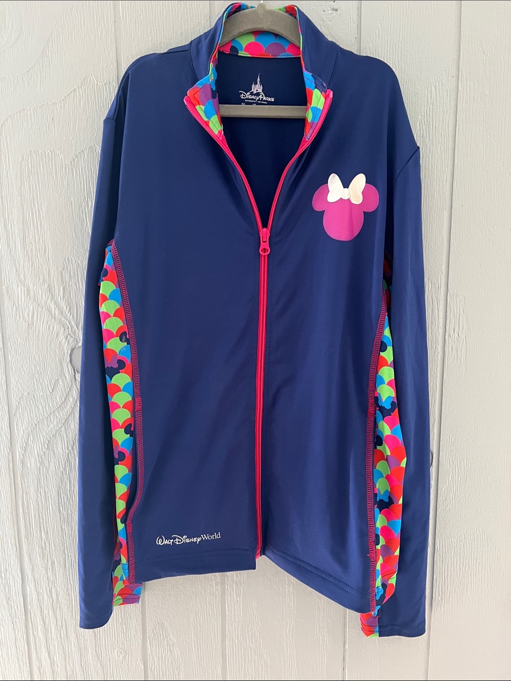 Disney Parks Navy Large Kids Minnie Mouse Zip Swim Jacket - Pink Accent